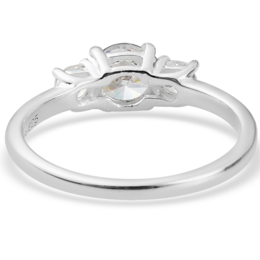 Past Present and Future 3 stone ring in platinum over Sterling silver - Picture 4 of 5